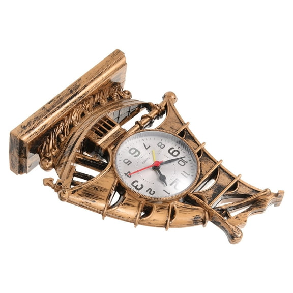 WHAMVOX Golden Sailboat Sculpture Alarm Clock Retro Desktop Decor Compact Size Plastic