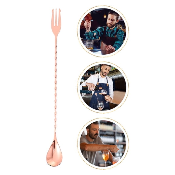 HOOWIFFY Mixing Drinks Long Stirring Spoon Golden 1Pcs 11.5In