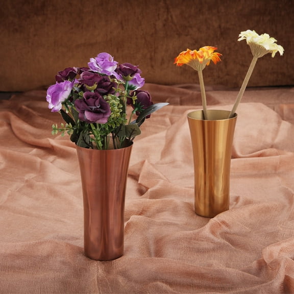 WHAMVOX Golden Stainless Steel Flower Vase for Holding Flowers with Elegant Design and Smooth Finish 6.3 Inches