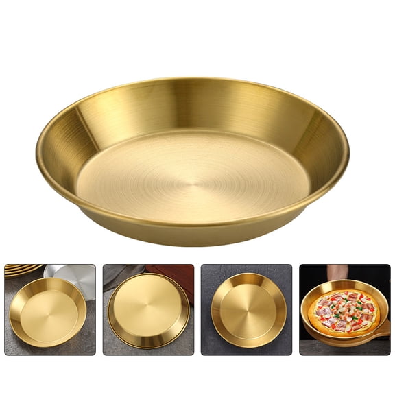 WHAMVOX Golden Stainless Steel Food Storage Plate, , Lightweight, Easy to Clean, Ideal for Kitchen and Dining Use