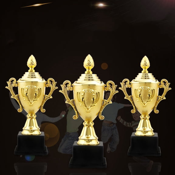 WHAMVOX Golden Trophy with Black Base for Awarding Parties or Ceremonies Plastic 24cm Mini Size
