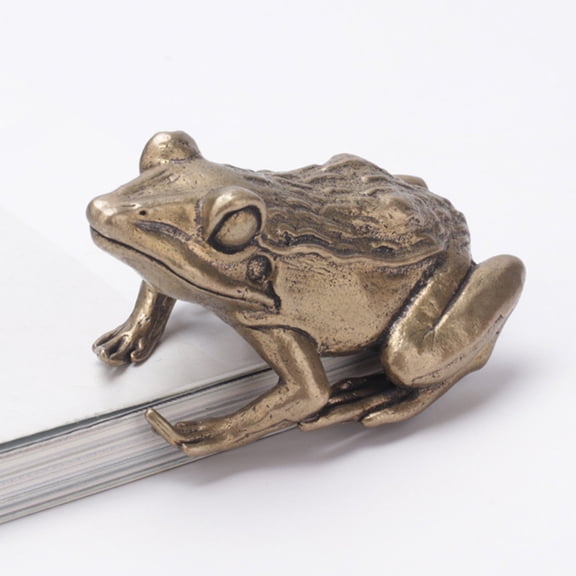 WHAMVOX Golden Yoga Frog Tea Pet for Home Office Decor Brass Trinket Statue Small Size