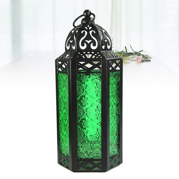 WHAMVOX Green Iron Candle Holder Hanging Morocco Style Lantern