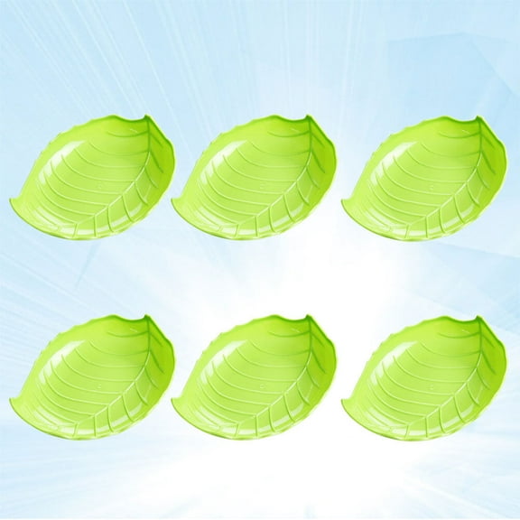 WHAMVOX Green LeafShaped Plastic Fruit Plate for Kitchen Use Perfect for Parties and Home 6pcs