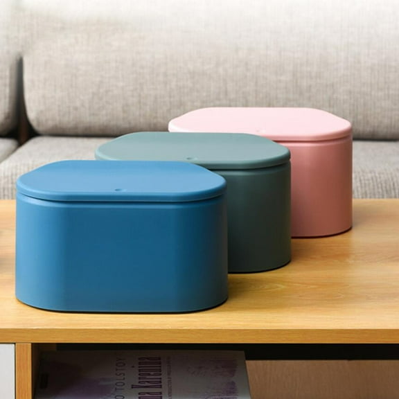 WHAMVOX Green Press-button Desktop Trash Can with Lid for Storage Made of Plastic Large Capacity Stylish