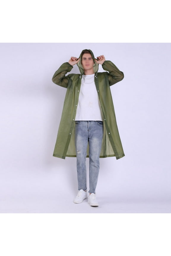 Whamvox Green Eva Waterproof Reusable Raincoat for Men and Women Perfect for Hiking and Outdoor Adventures Hooded and Portable