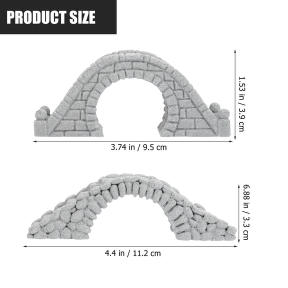 WHAMVOX Grey Stone Fish Tank Bridge Decor for Aquarium Decoration Enhancing Visual Appeal 2pcs Miniature