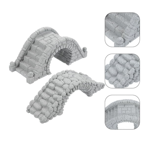 WHAMVOX Grey Stone Fish Tank Decor with Lifelike Bridge Design for Aquariums and Home Decor 2pcs