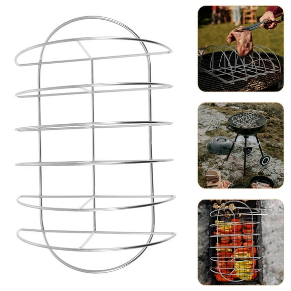 ROMANSENTIAL 1Pc Stainless Steel Rib Rack for Kitchen Bbq Upright Rib Bracket Silver