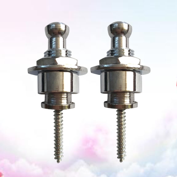 WHAMVOX Guitar Strap Lock with Metal Buckles Nonslip Silver for Electric Acoustic Guitar Bass Use 2pcs