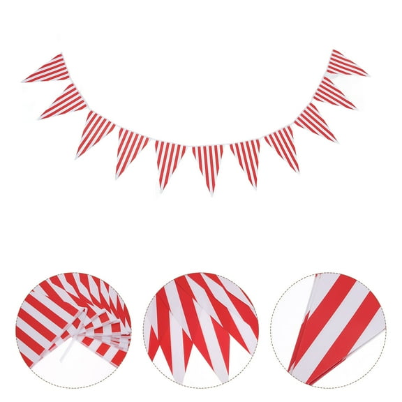WHAMVOX HOMEMAXS 5 Strings Fabric Triangle Flag Banner for Pizza Carnival Circus Theme Party Decorations