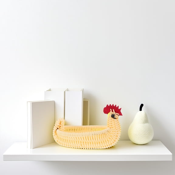 WHAMVOX Hand Woven Chicken Basket Imitation Rattan Kitchen Storage Bin Farmhouse Decorative Basket for Easter Eggs Fruits and Vegetables