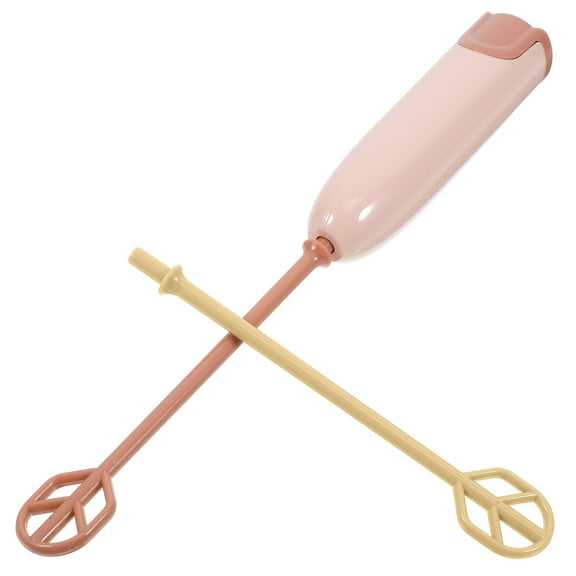 WHAMVOX Handheld Drink Mixer for Home Use with Detachable Design and PP Material Light Brown 2 x AA Battery Not Included