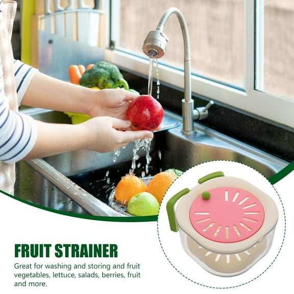 WHAMVOX Handy 2-in-1 Fruit and Vegetable Washing Bowl with Strainer and Lid Foldable Handle Vegetable Fruit Washer Container for Kitchen
