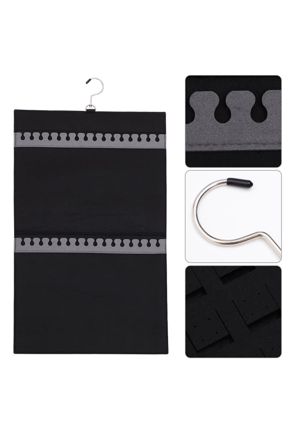 Black Hanging Jewelry Organizer Bag for Display and Storage of Necklaces Earrings Accessories