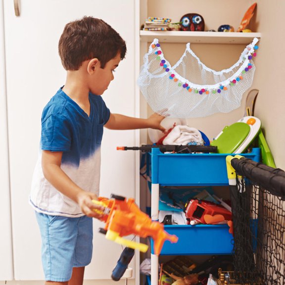 WHAMVOX Hanging Corner Organizer Net for Toys, Plush Animals, Pillows and Light Sports Gear