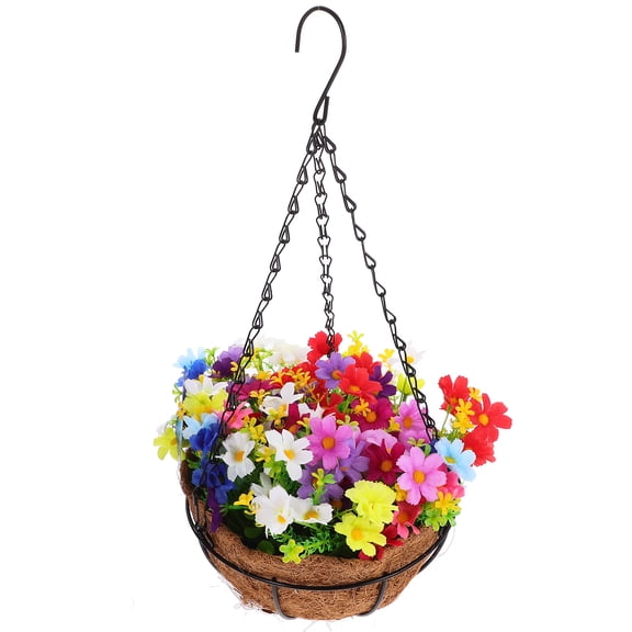 SEWCHICS Fake Flower Hanging Basket Palm Fibre for Interior Designers 1Pcs