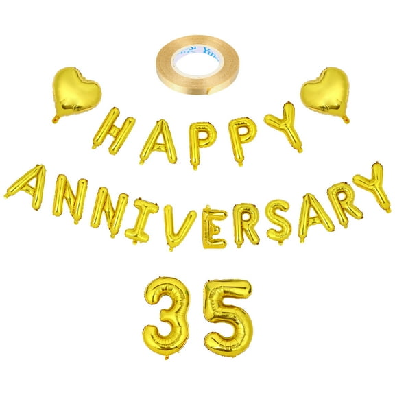 WHAMVOX Happy 35 Anniversary Balloon Balloons for Decor Number Baby Bride Golden