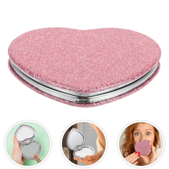 WHAMVOX Heart Design Folding Travel Mirror Pocket Double-Sided Portable Handheld Makeup Mirror Compact And Lightweight For Purse