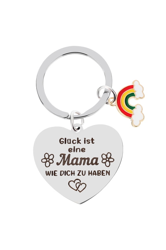 Heart Key Chain Mother Day Keychain Metal Rainbow Keychain Lovely Engraved Keychain for Mom