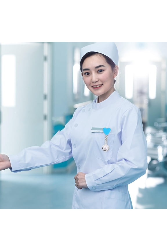 Heart Shaped Nurse Watch Waterproof Pocket Watch Fashion Quartz Watch Luminous Watch Single Heart Shaped Sky-Blue