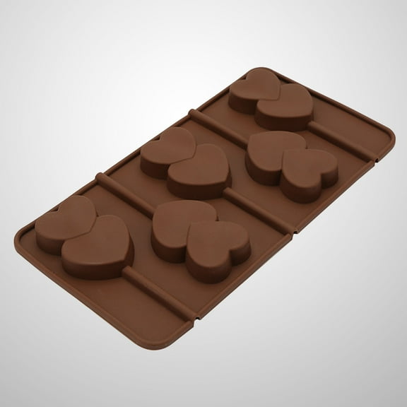 WHAMVOX Heart Shaped Silicone Baking Mold for DIY Chocolate Candy Making Tray Coffee Color Safe for Oven Microwave and Freezer 2.5 Inches