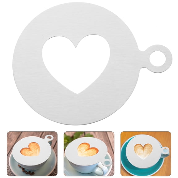 WHAMVOX Heart-shaped Drawing Mold for Foam Latte Baking Decoration Silver