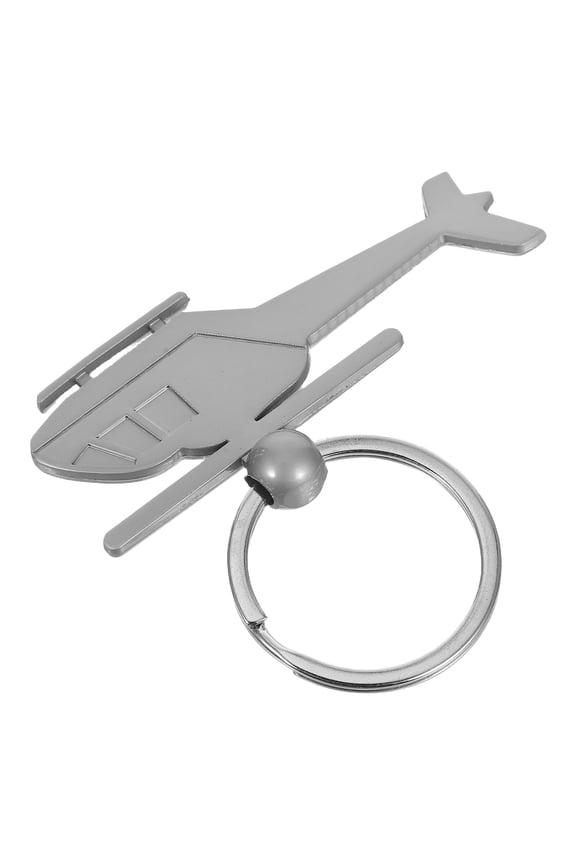 Helicopter Keyring Metal Keychain Cool Car Keyring Purse Bag Pendant Decoration Creative Gift Keyfob (Silver)
