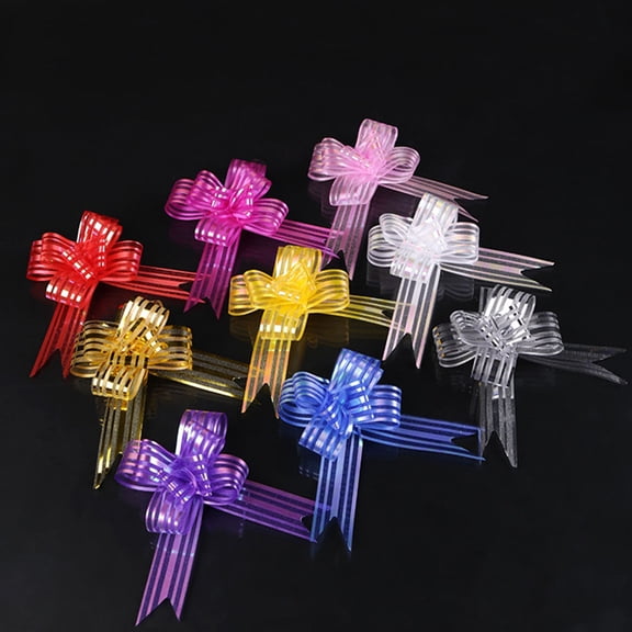 WHAMVOX Hemoton 100pcs Pull Bows Gift Knot Ribbons String Bows for Wedding Gift Wrapping and Car Decoration Assorted Colors