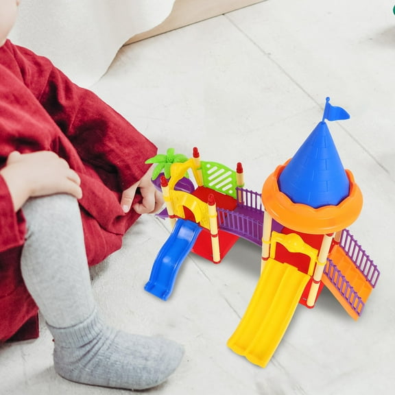 WHAMVOX Hemoton Miniature Playground Model 1 Set Doll House Accessory Small Slide Toy Mini House Ornaments for Kids Imaginative Playtime Decor