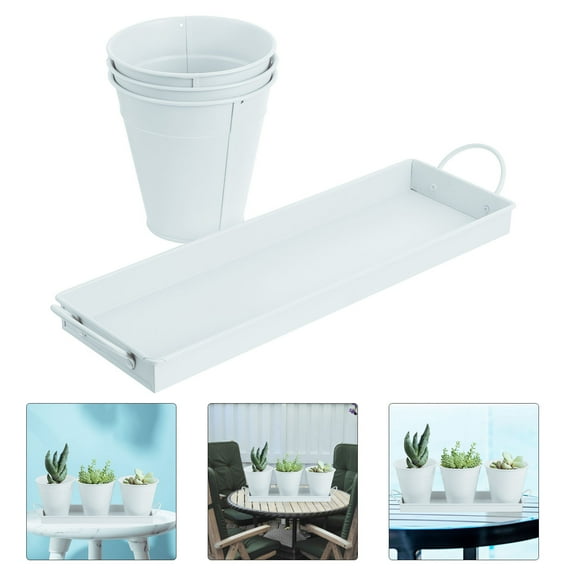 WHAMVOX Herb Pots Plants Iron Bucket Flower Set Garden Holder Attractive