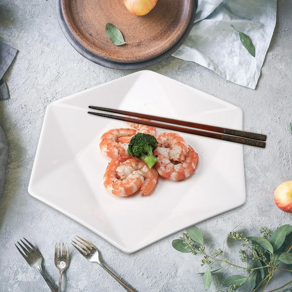 WHAMVOX Hexagon Ceramic Plate Porcelain Food Dish Euro Style Fruit Spaghetti Geometric Shape Plate for Breakfast Lunch Dinner (Random Color, Small Size)