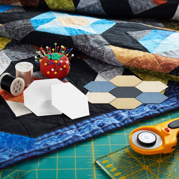 WHAMVOX Hexagon Quilting Templates 100 Pcs for Machine Quilting Coated Paper