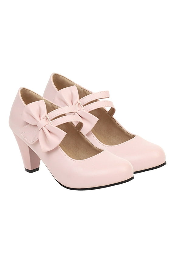 High Heel Shoes Vintage for Women Bow Heels High-heeled Single Women's