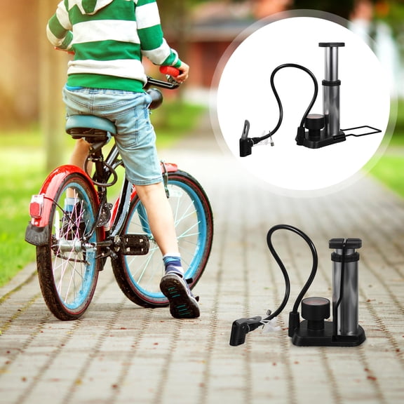 WHAMVOX High Pressure Foot Pump for Bike with Aluminum Alloy Material and Non Slip Pedals Silver 12.5x3.5 Inches
