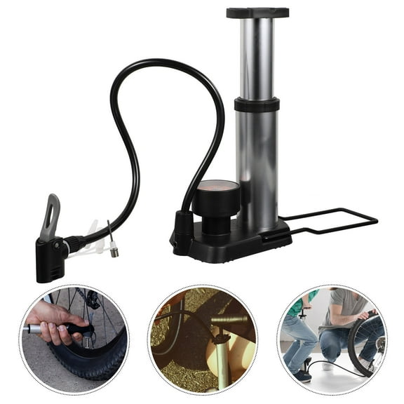 WHAMVOX High Pressure Foot Pump for Bike with Multipurpose Nozzle and Accurate Gas Meter Silver Aluminum Alloy 70 Characters