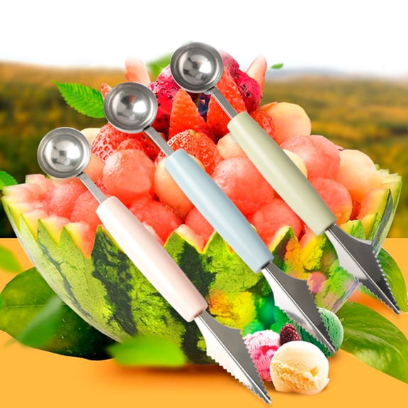 WHAMVOX HighQuality Stainless Steel Fruit Scooper with Carving End and Sphere for Use in Green Size 10.5 Inches