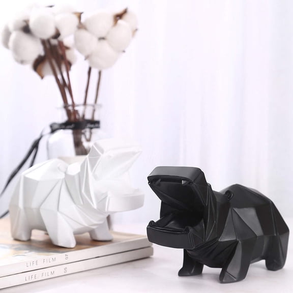 WHAMVOX Hippopotamus Ornament Home Decoration Decorative Money Saver White