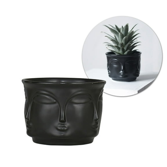 HOOWIFFY Porcelain Vase Ceramics Black 1Pcs Office Plant Holder