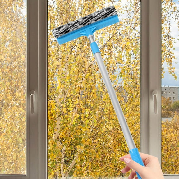 WHAMVOX Household Microfiber Window Cleaning Scrubber Window Cleaner Squeegee with Pole