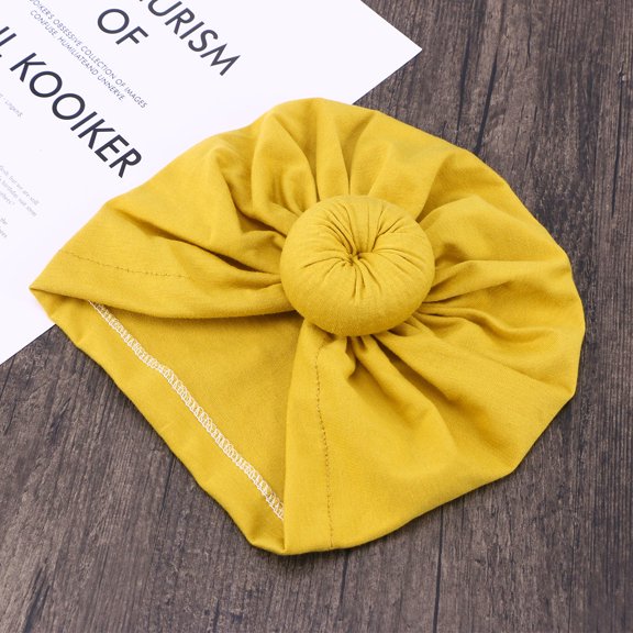 WHAMVOX Infant Turban Knot Baby Turban Headbands Bohemian Knot Wrap Hat (Yellow)