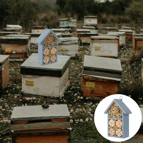 WHAMVOX  Insect Bee Nest Decorative House Shelter Nesting Habitat Blue