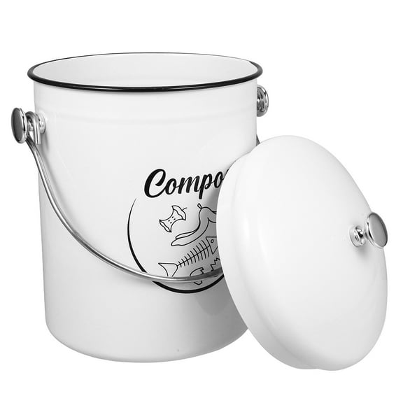 WHAMVOX Iron Kitchen Compost Bin With Lid Large Capacity 5L Food Waste Countertop Compost Container Kitchen Garbage Bin Recycle Bin With Lid Trash Can