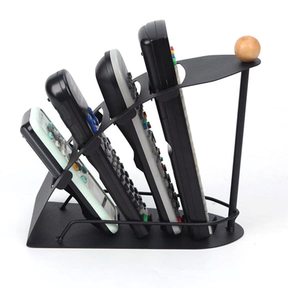 WHAMVOX Iron Remote Holder with Four Slots for Easy Storage and Organization 12.5x8.3 Inches Black