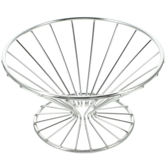 HOOWIFFY Curved Liner Design Metal Storage Basket Silver Iron 1Set