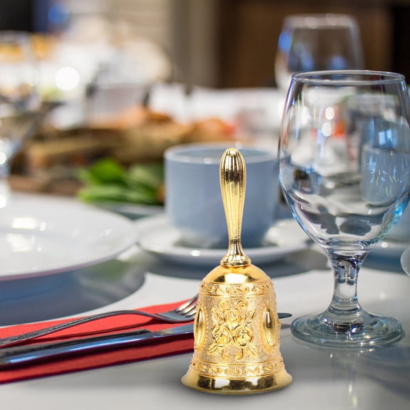Luxshiny Zinc Alloy Restaurant Bell in Golden Finish, Dinner Time Alert, 1 Pack, 4.4 x 2.2 Inches