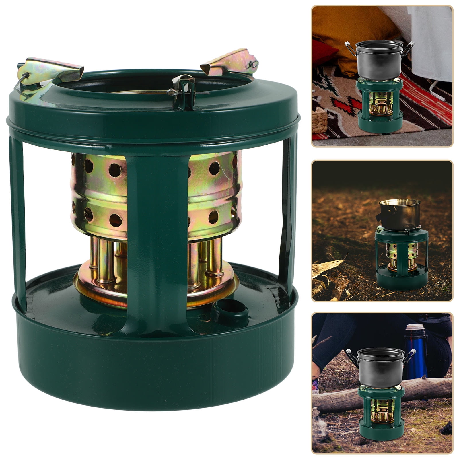 WHAMVOX Kerosene Heater 8 Wicks Camping Picnic Burner Furnace Mini Burner Oil Furnace Cooker Cookware For Indoor Or Outdoor Fishing Camping Picnic\nDark Green