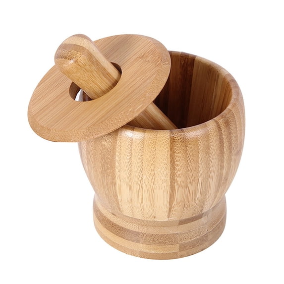 FESTFENDS Kitchen And Pestle Garlic Press Pot Bamboo 1Pcs Khaki