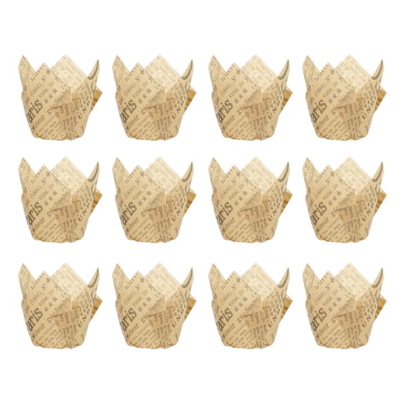 WHAMVOX Khaki Paper Baking Cups for Home Use Food Grade Ink Printing Safe and High Temperature Resistant 50 Pieces