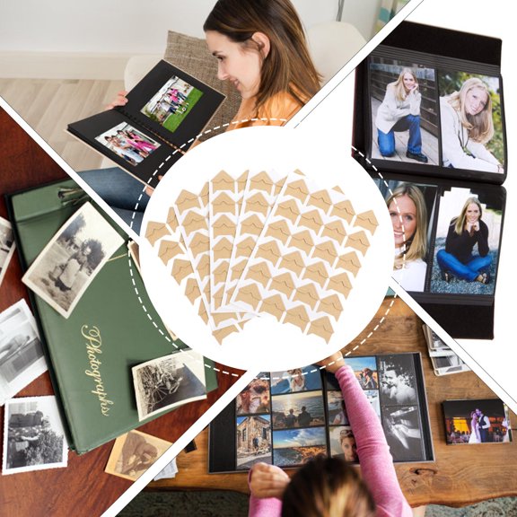 SEWCHICS Adhesive Photo Corners Diary Khaki 240 Pieces for Photo Book